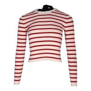 Red Valentino Striped Ribbed Stretch-Jersey Top in White Viscose